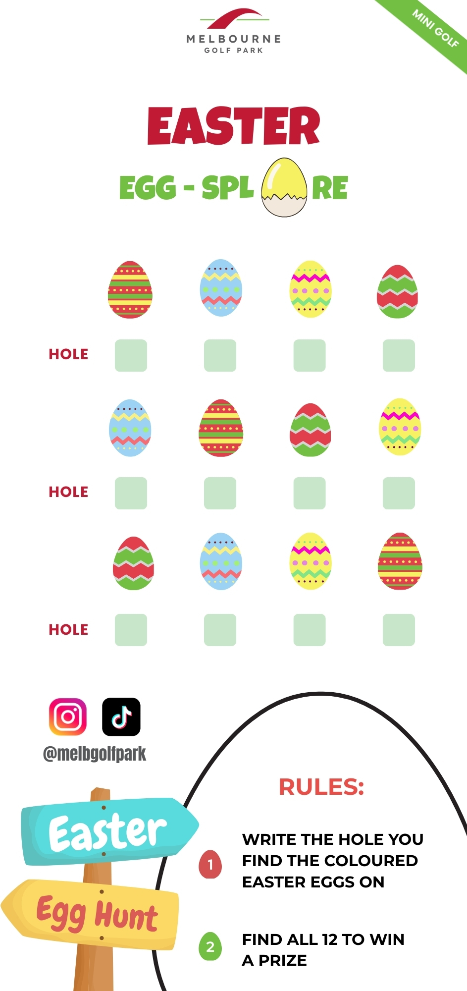 Mini golf scorecard Easter Egg-Splore
